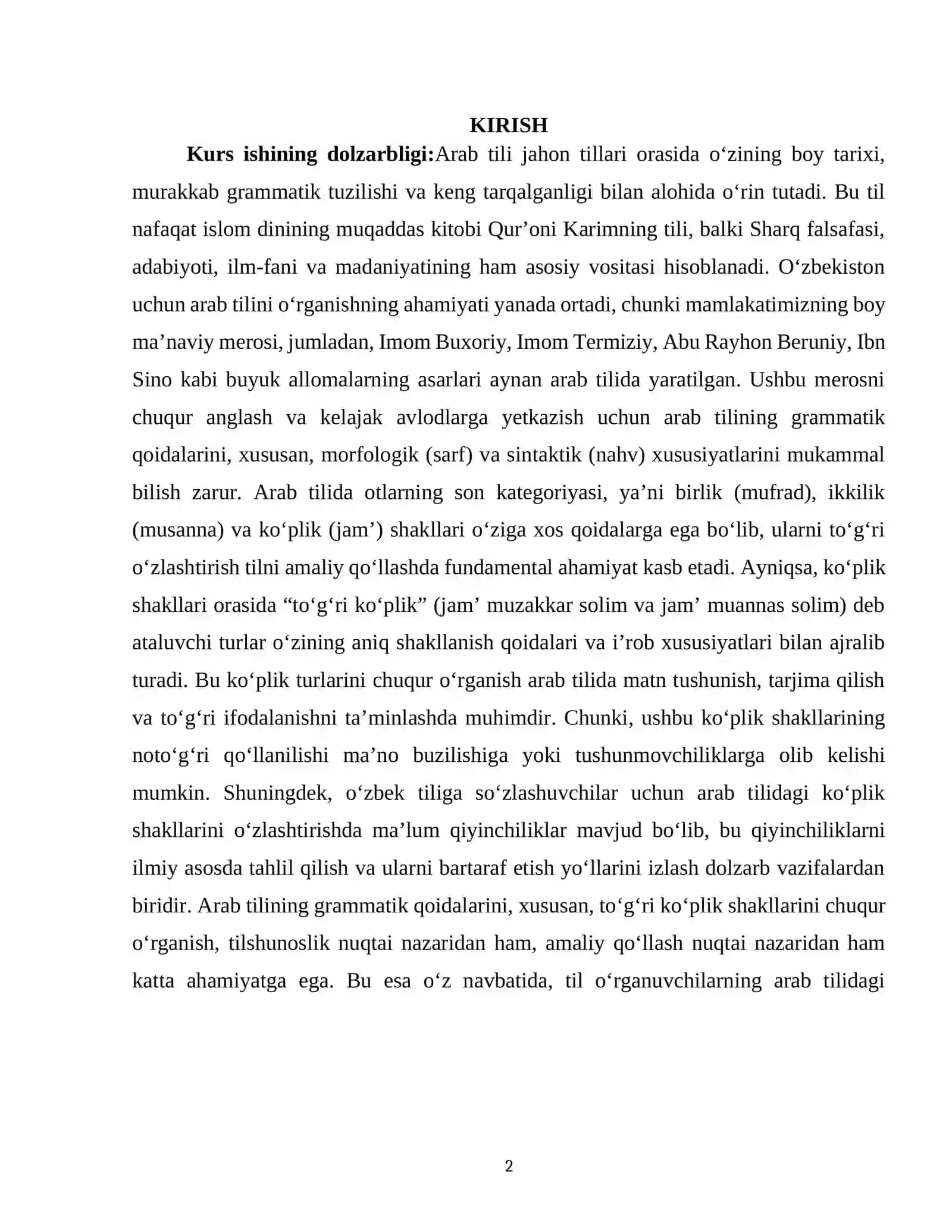 ARAB TILIDA TO'G'RI KO'PLIK 2