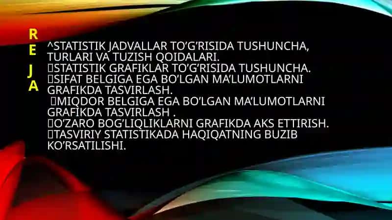 STATISTIK JADVAL VA GRAFIKLAR 2
