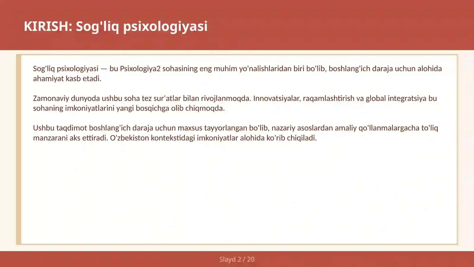 Sog'liq psixologiyasi 2