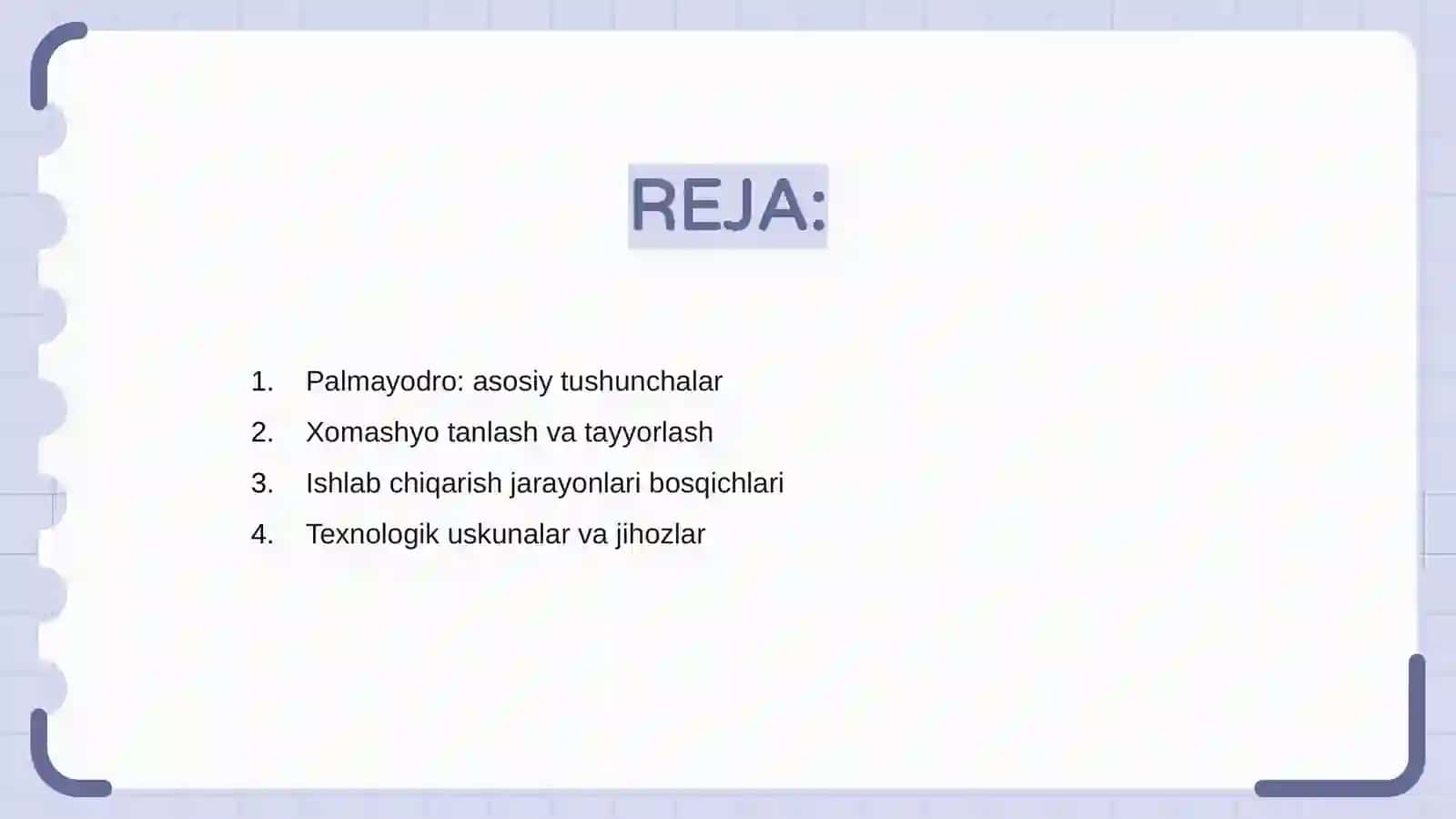 Palmayodro ishlab chiqarish texnologiyasi 2