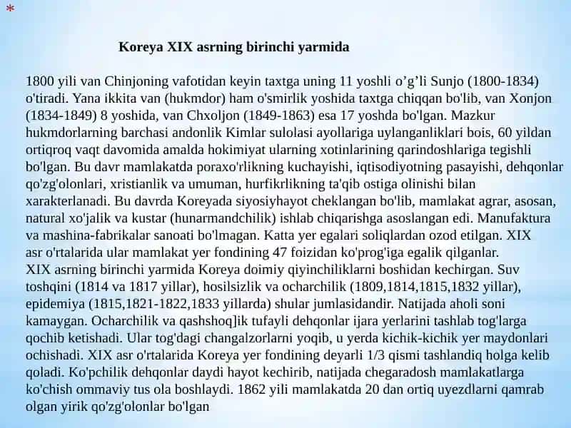 Koreya XIX asrning birinchi yarmida 2
