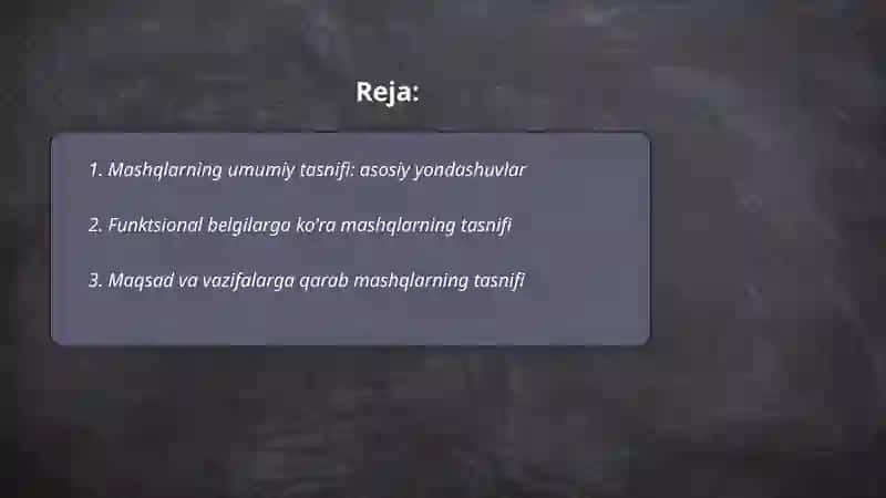 Mashqlarning tasnifi 2