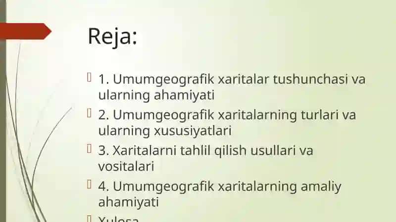 Umumgeografik xaritalarni o’rganish 2