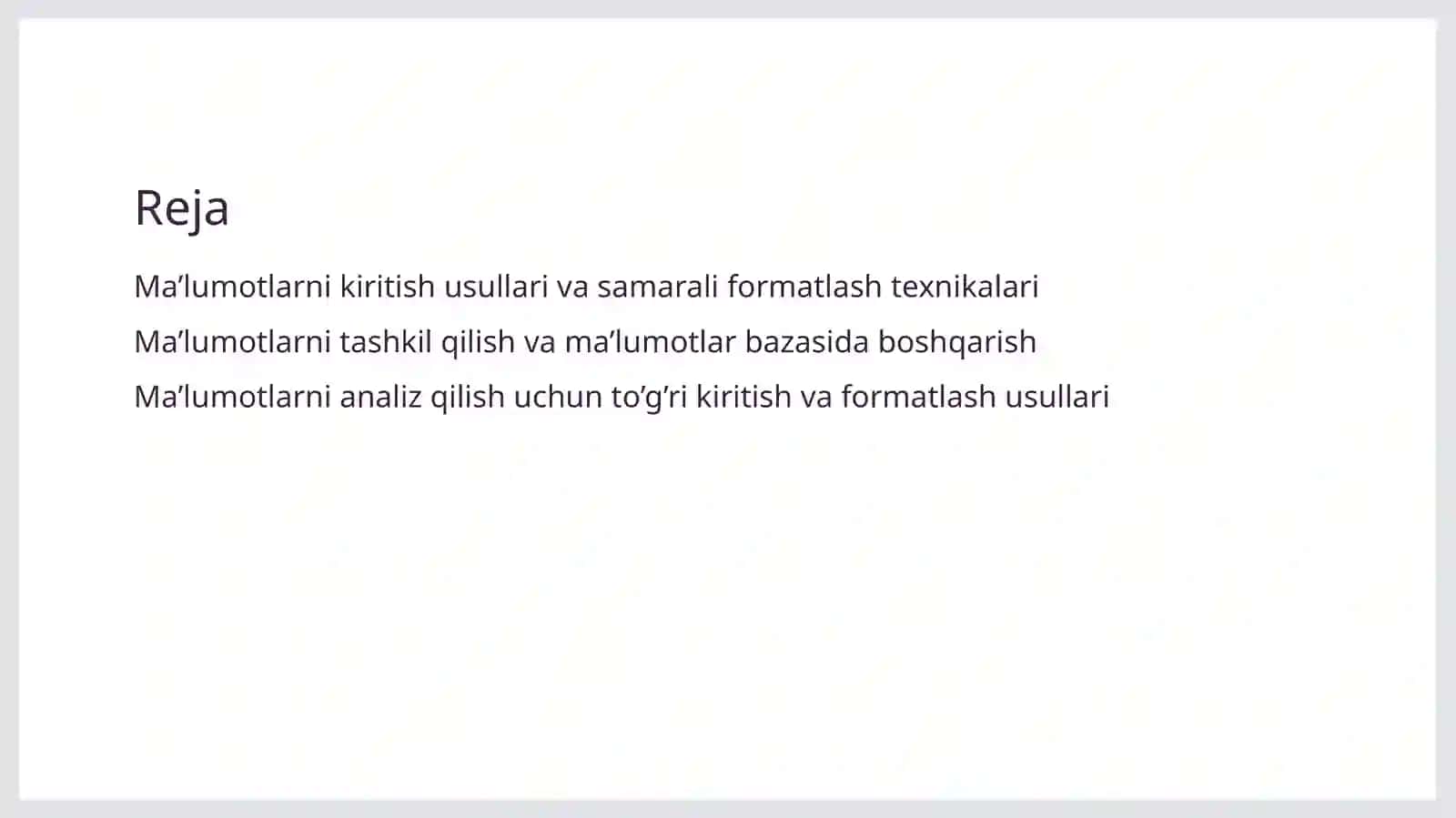 Ma’lumotlarni kiritish va formatlash 2