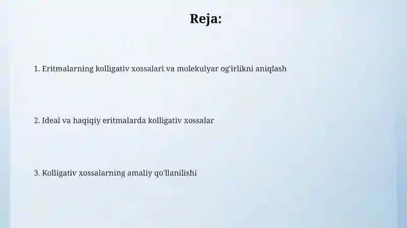 Eritmalarning kollegativ xossalari 2