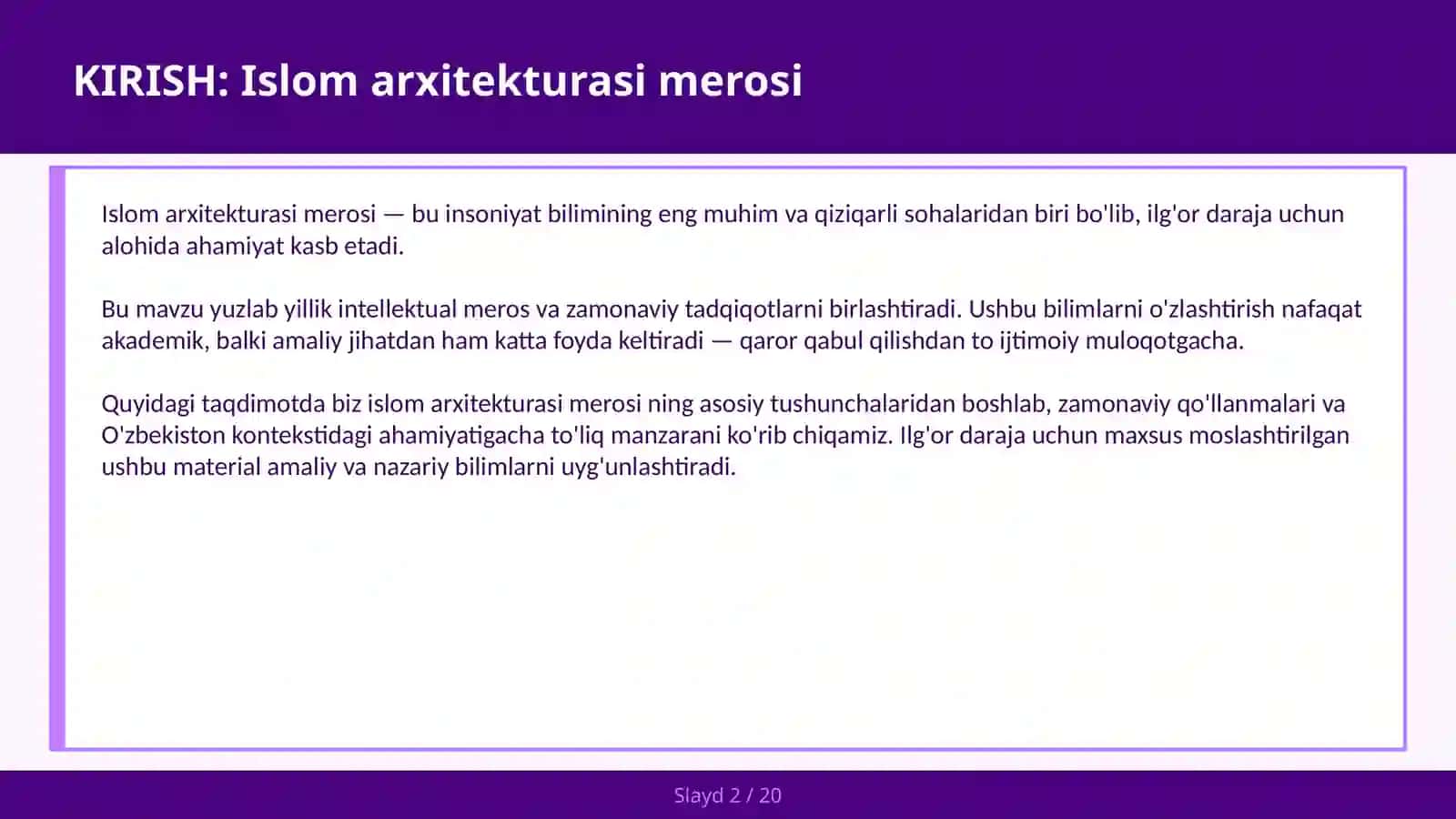 ISLOM ARXITEKTURASI MEROSI 2