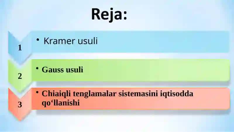 Chiziqli tenglamalar sistemasini yechish. 2