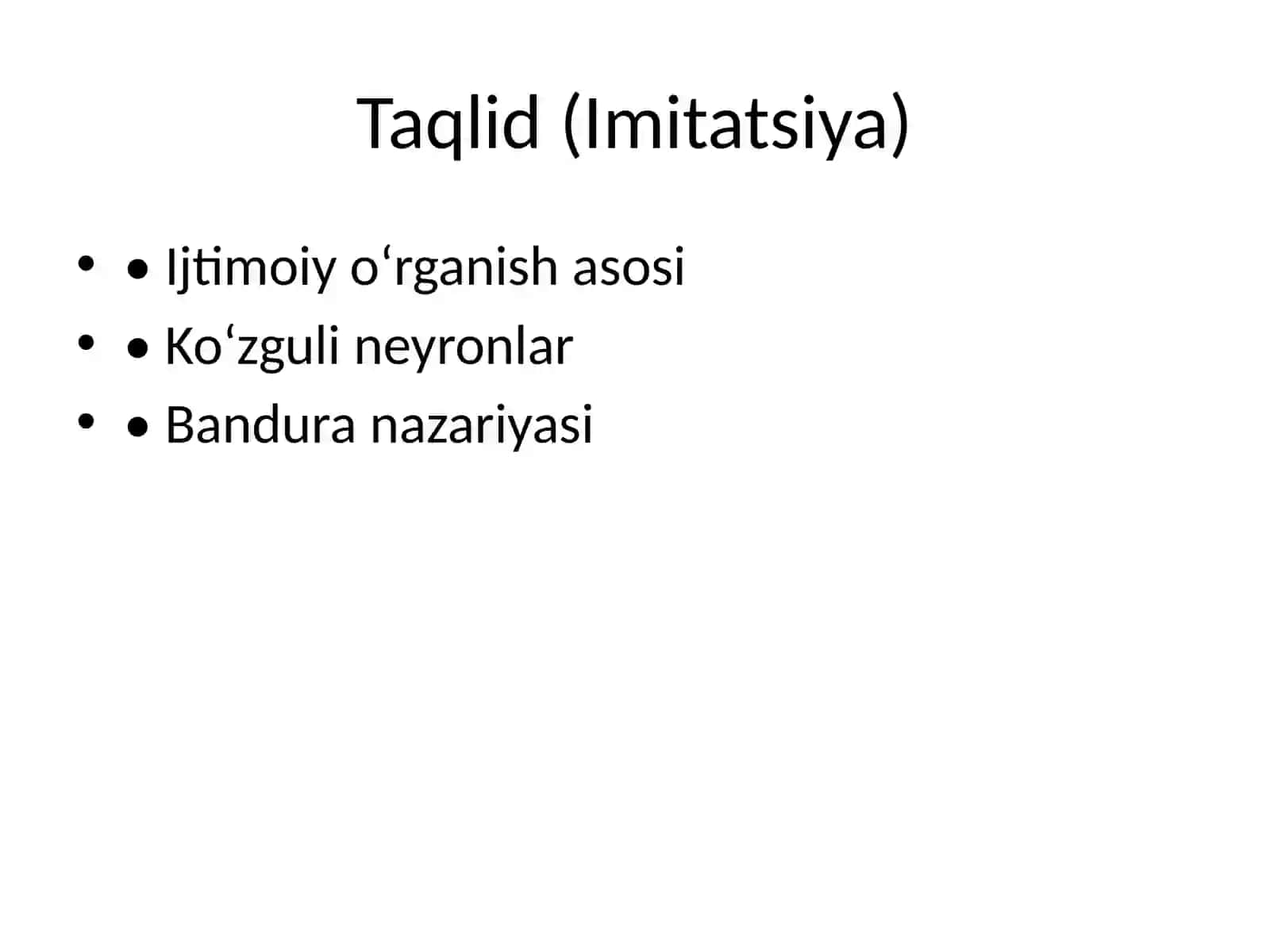 Taqlid, Yuqish va Ishontirish 2