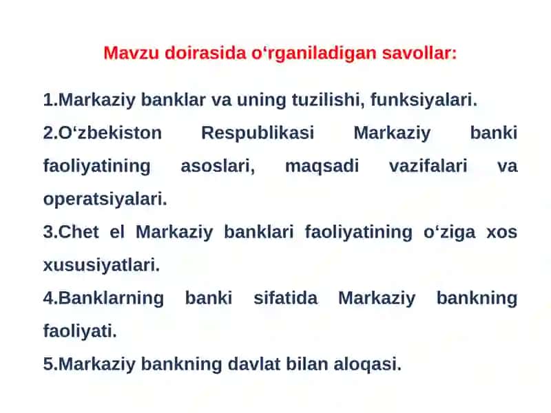 Markaziy banklar va ularning funksiyalari 2