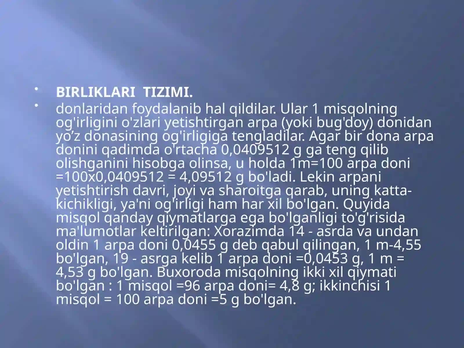 Og’irlik o'lchash 2