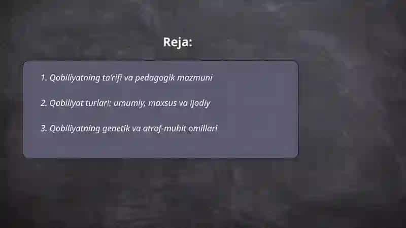 Qobiliyat va uning rivojlanishi 2