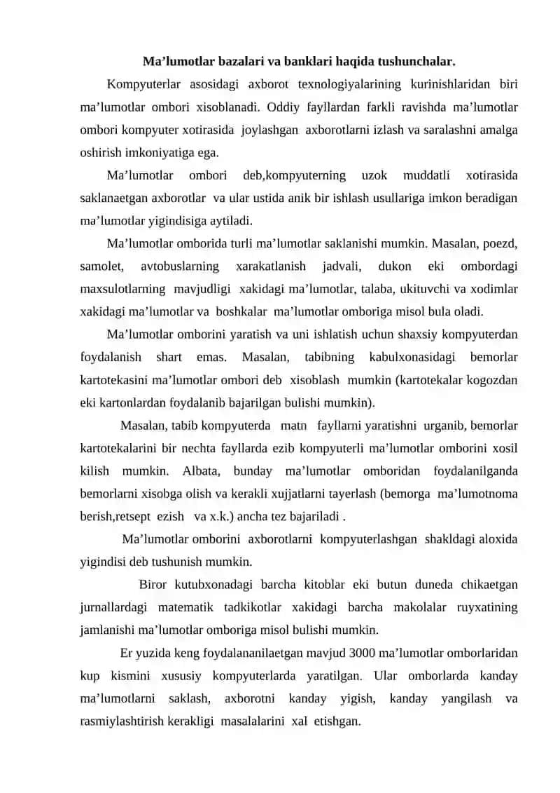 Ma’lumotlar bazasi 2