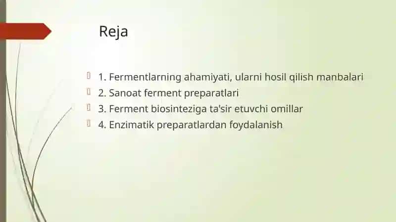 Fermentlar ishtirokida g'atexnologik jarayonlar 2