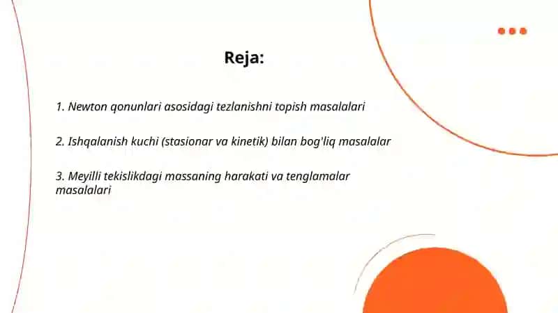 Dinamika mavzusiga doir masalalar yechish 2