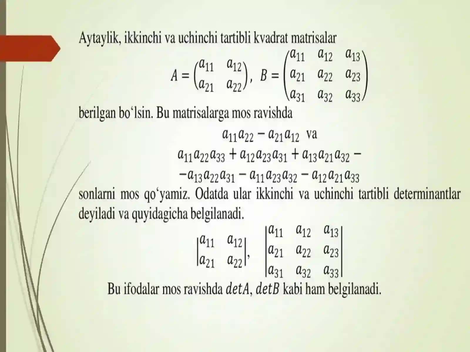 determinantlar va ularning xossalari 2