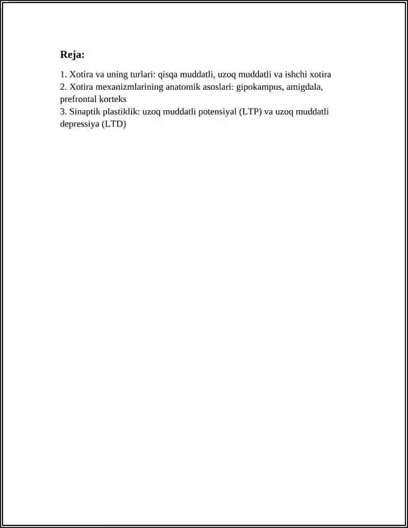 XOTIRA XOTIRANING NERV FIZIOLOGIK ASOSLARI 2