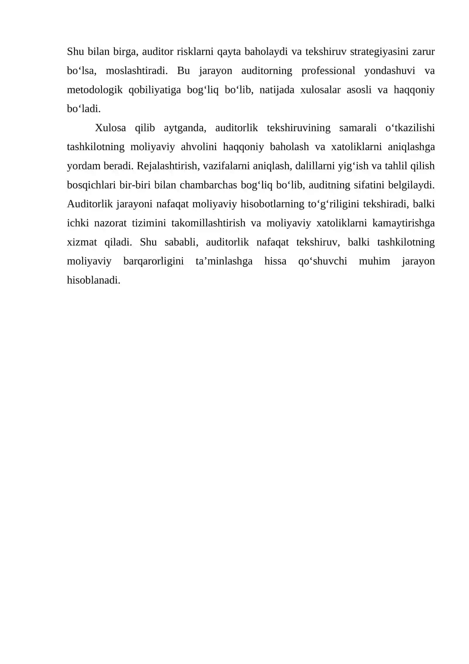 Auditorlik tekshiruvini rejalashtirish va auditorlik dalillarini yig‘ish ESSE 2