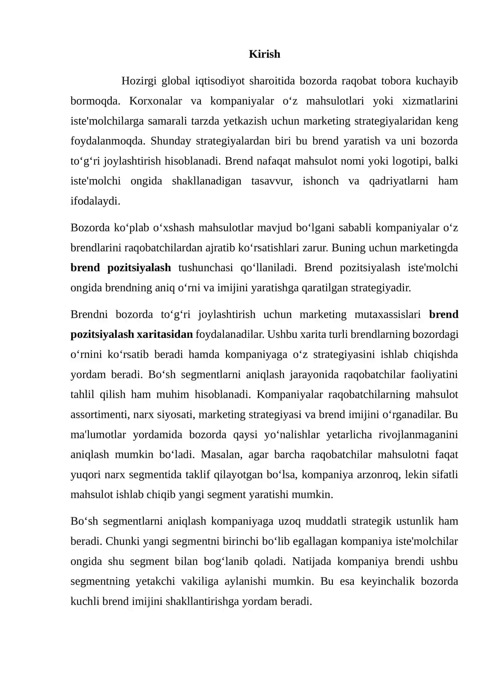 Brend Pozitsiyalash Xaritasi 2