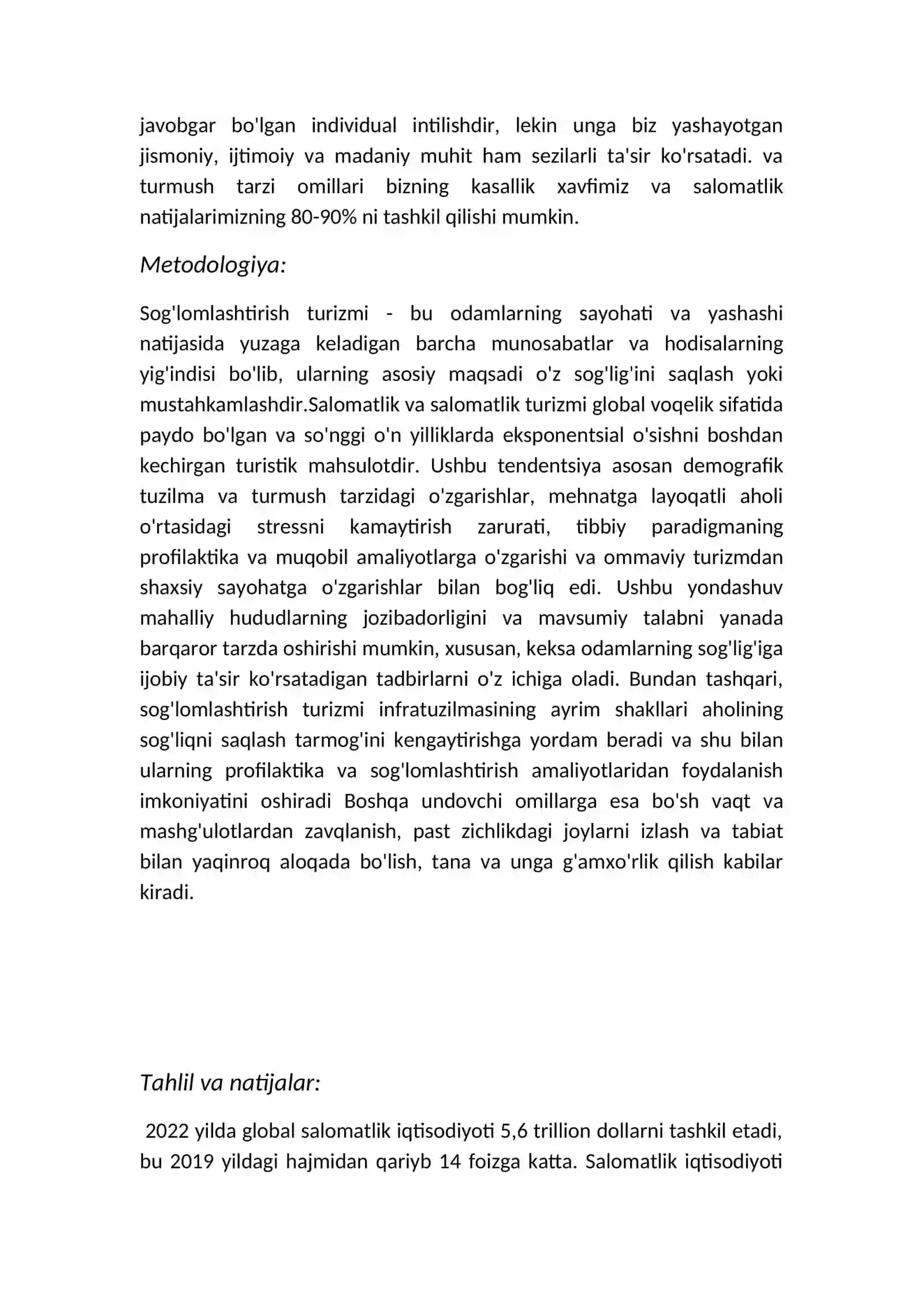 Sog'lomlashtirish turizmi 2