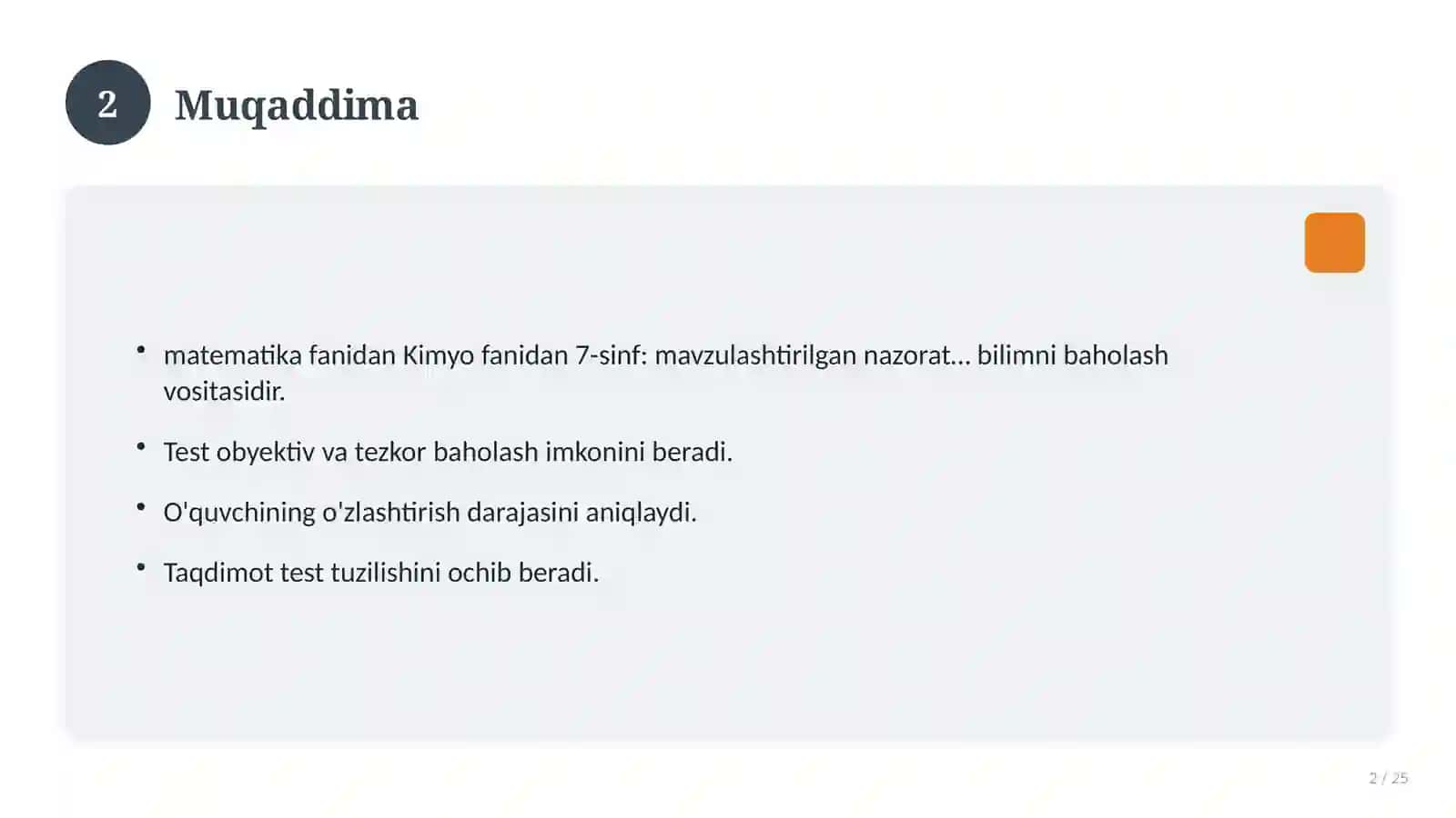 Kimyo fanidan 7-sinf: mavzulashtirilgan nazorat ishi va tahlil 2