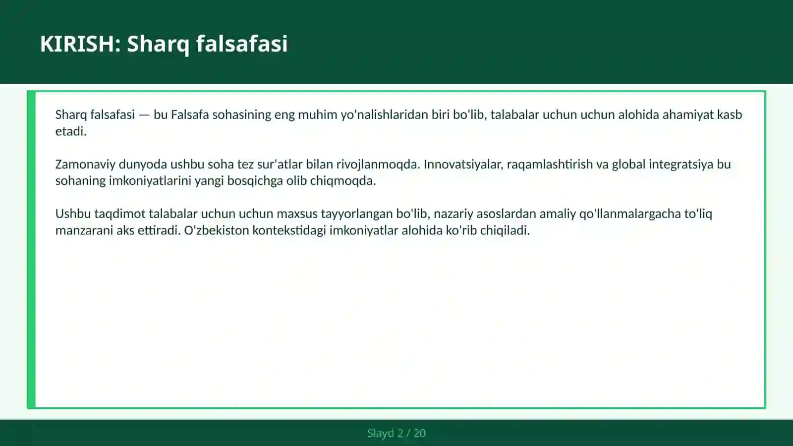 SHARQ FALSAFASI 2
