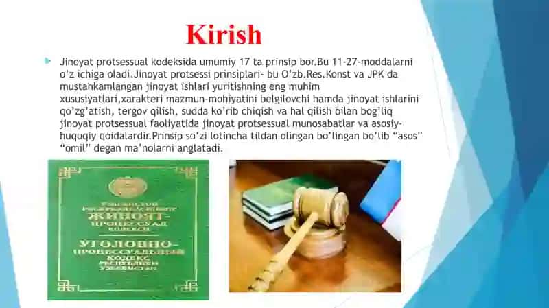 Jinoyat protsessual kodeksining 20-moddasi va prinsi 2
