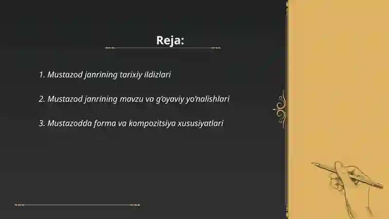 Mustazod janrining tarixiy ildizlari 2