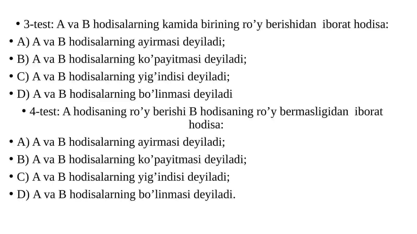 Testlar. 1-Test 2