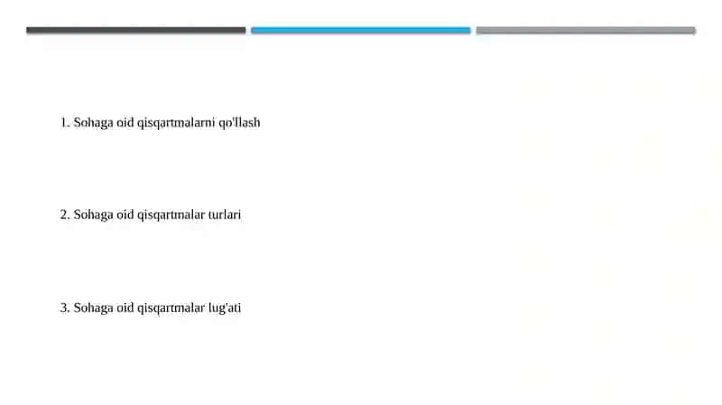 Sohaga oid qisqartmalar 2