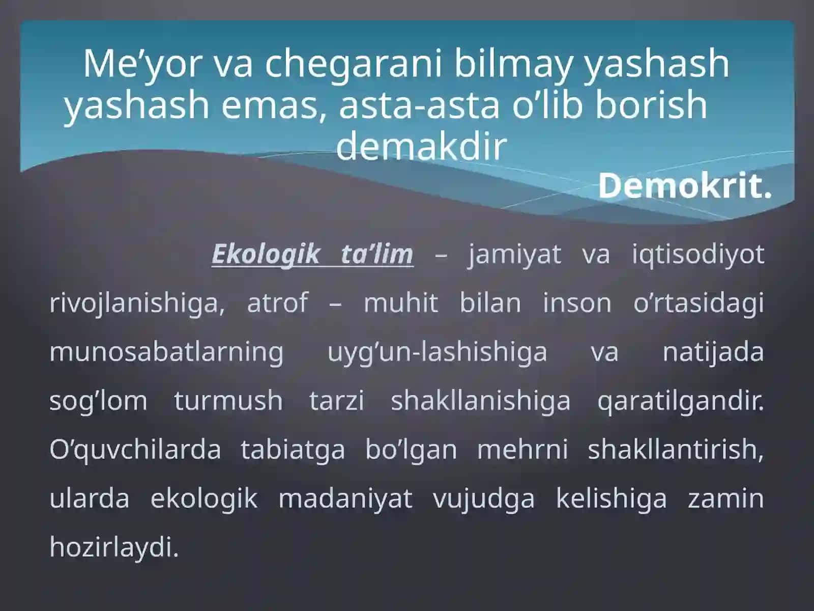 Sun’iy Ekotizimlar 2