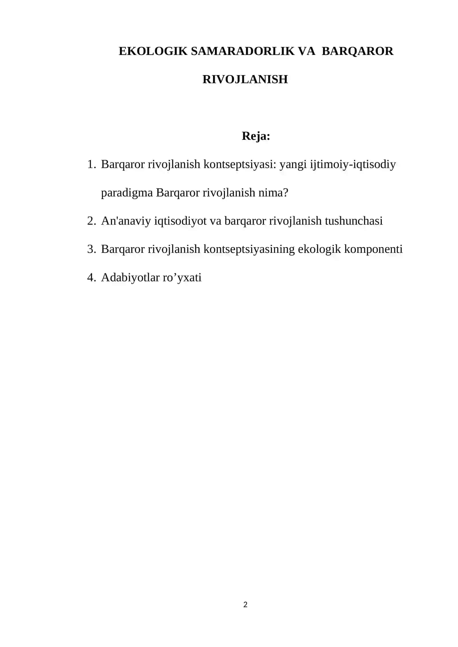 Barqaror rivojlanish 2