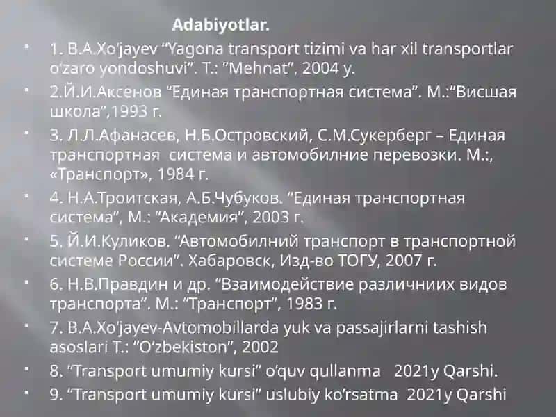 Transport tiziminin ahmiyati 2