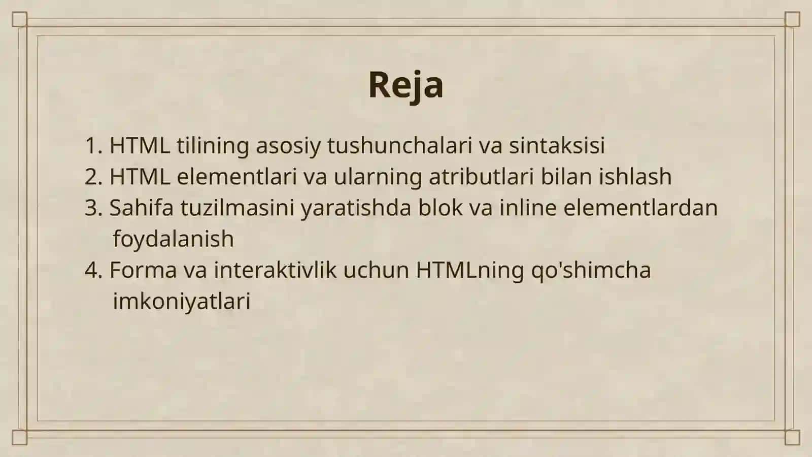 HTML TILIDA SAHIFA YARATISH 2