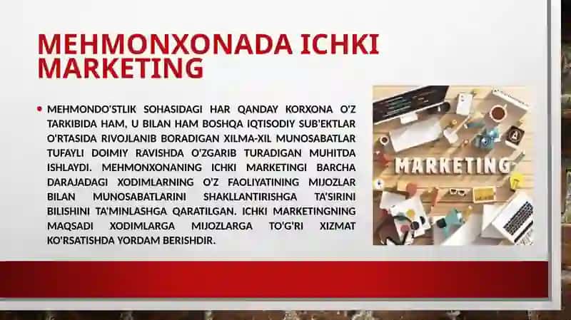 Mehmonxona da ichki marketing 2