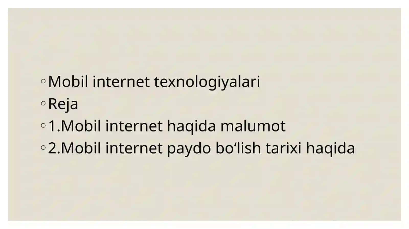 Mobil internet texnologiyalari 2