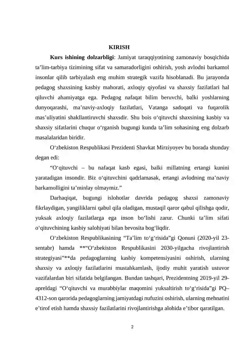 Pedagogning kasbiy va shaxsiy sifatlari 2