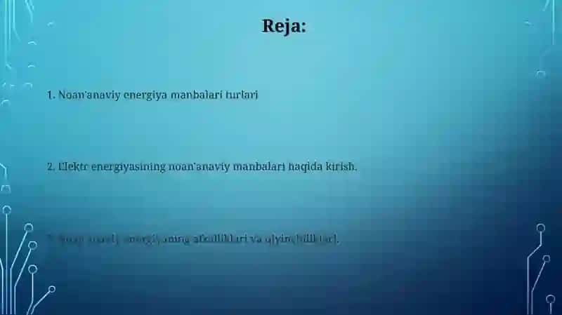Elektr energiyasining no ananaviy manbalari 2