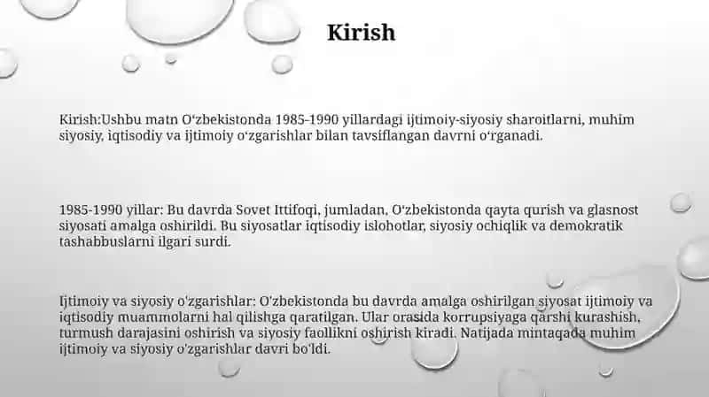 1985-1990-Yillarda OʻZbekistondagi Ijtimoiy -SiyosiyVaziyat 2