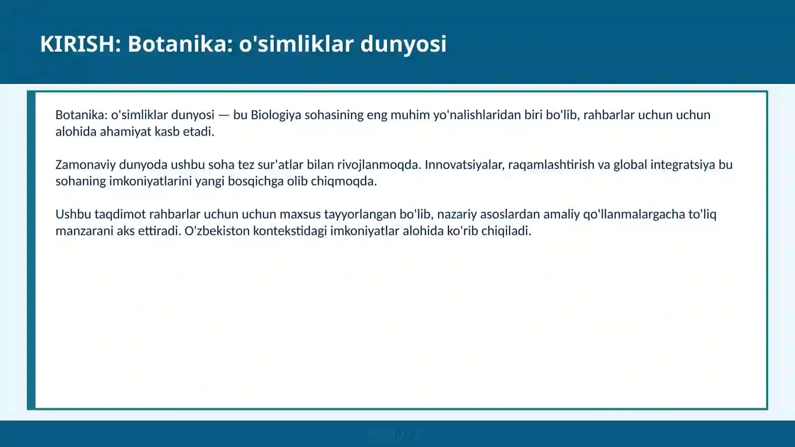 Botanika: O'Simliklar Dunyosi 2