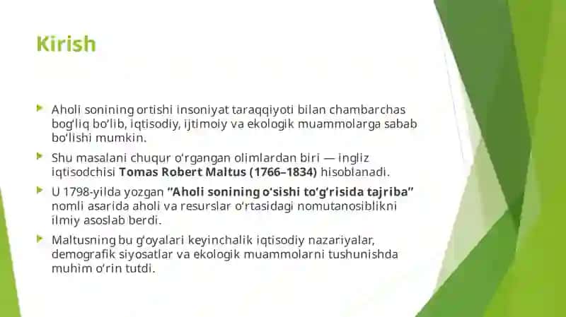 Tomas Maltusning o‘sishi haqida qonun 2
