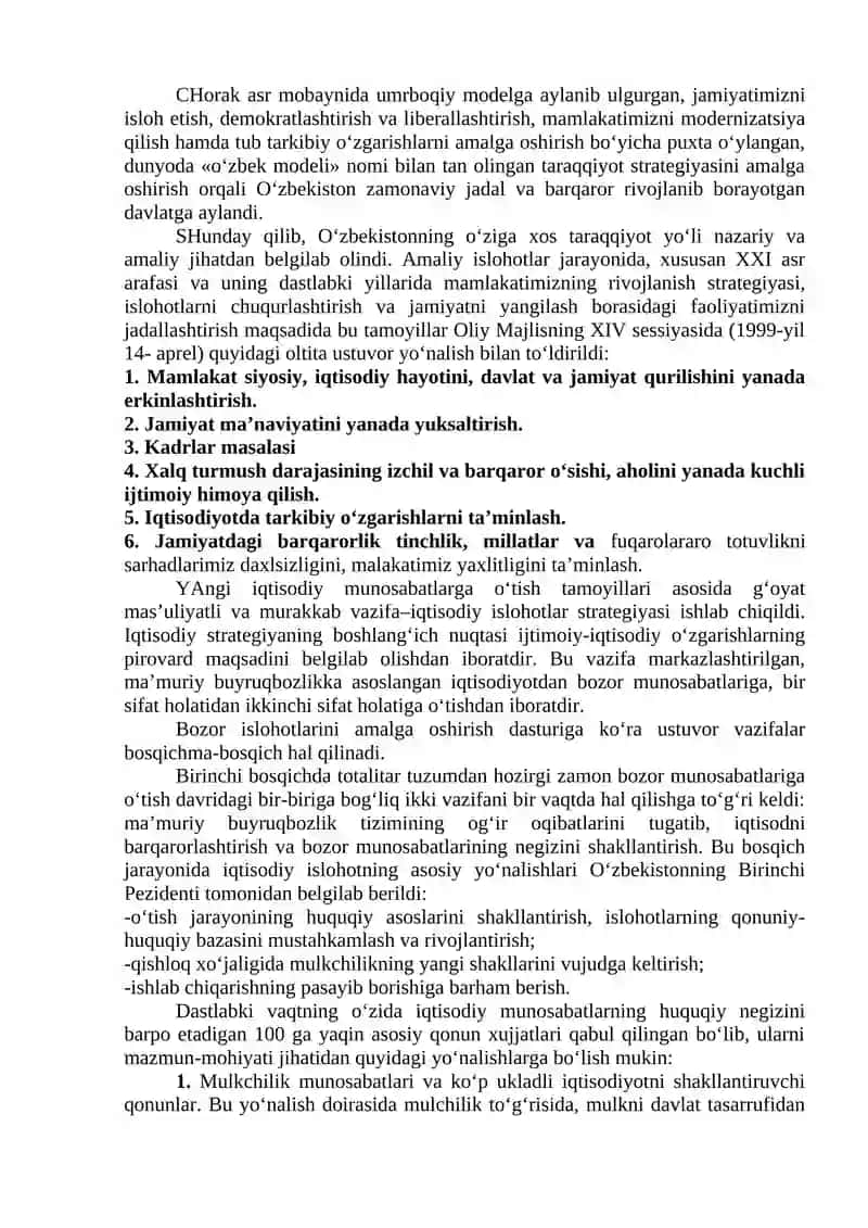 O‘ZBEKISTONNING O‘ZIGA XOS ISTIQLOL VA TARAQQIYOT YO‘LI 2