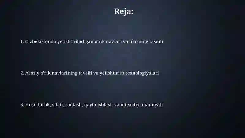 O'zbekistonda yetishtiriladigan o'rik navlari 2