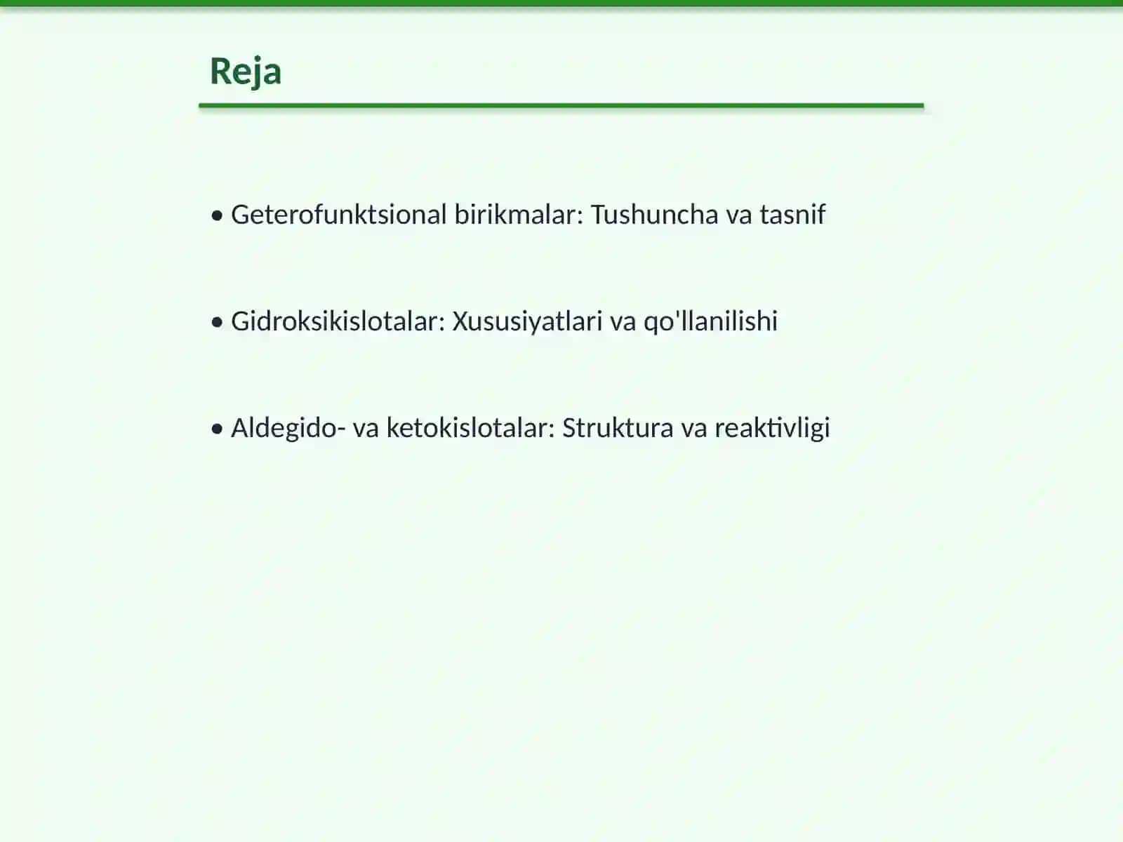 Geterofunktsional birikmalar. Gidroksikislotalar. Aldegido- va ketokislotalar 2