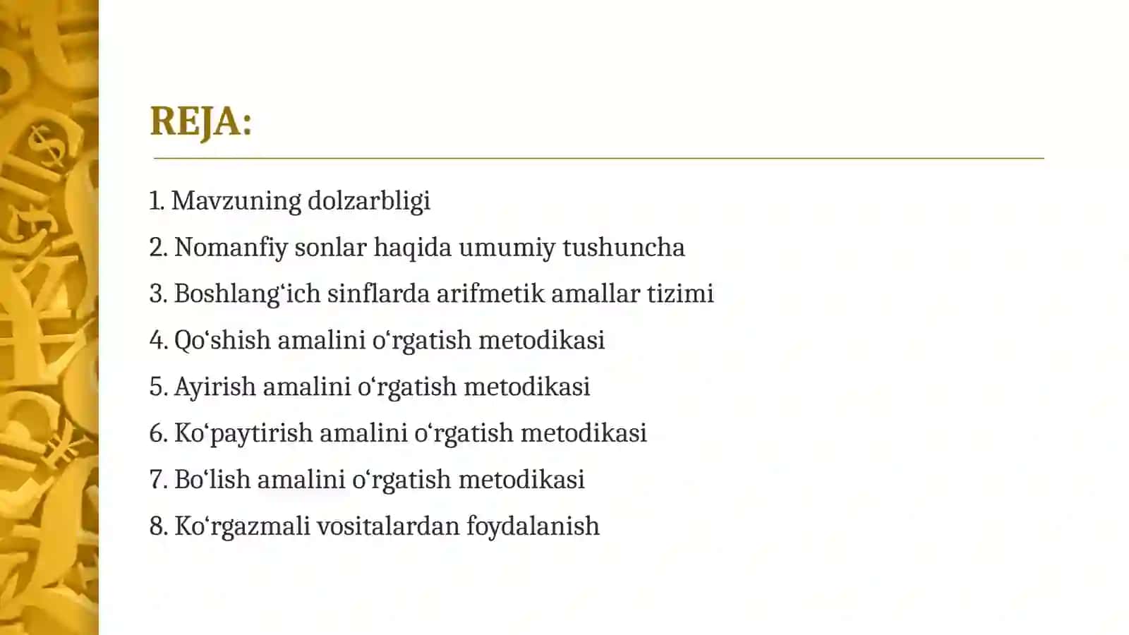 Nomanfiy sonlar ustida arifmetika amallarini oʻrgatish metodikasi 2