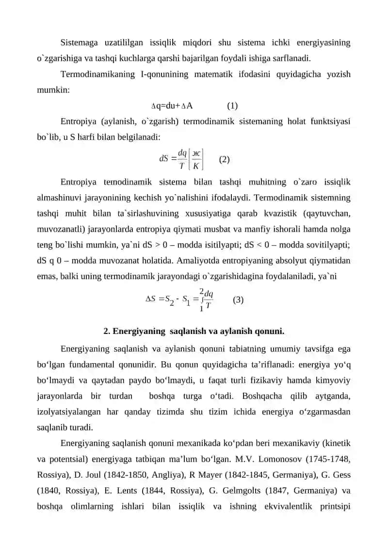 Termоdinamikaning 1-qоnuni 2