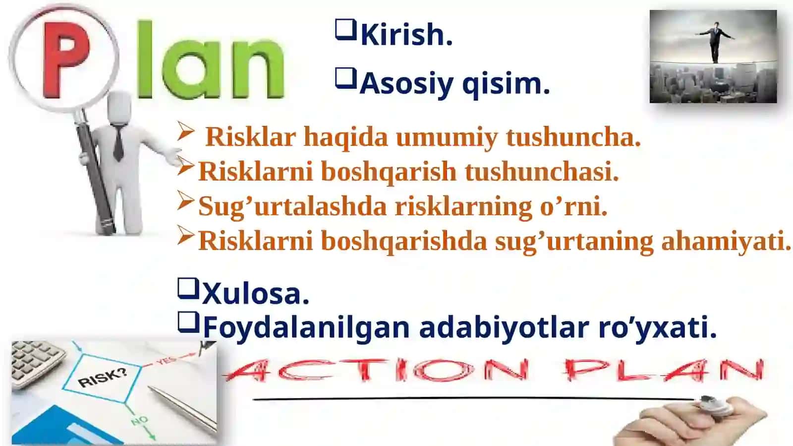 Risklarni boshqarish va ularni sug’urtalash 2