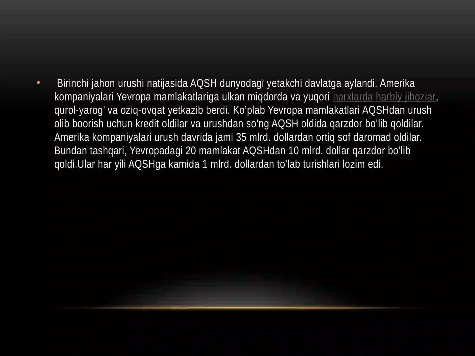 AQSHning birinchi jahon urushi dan keyingisiy tizimi 2