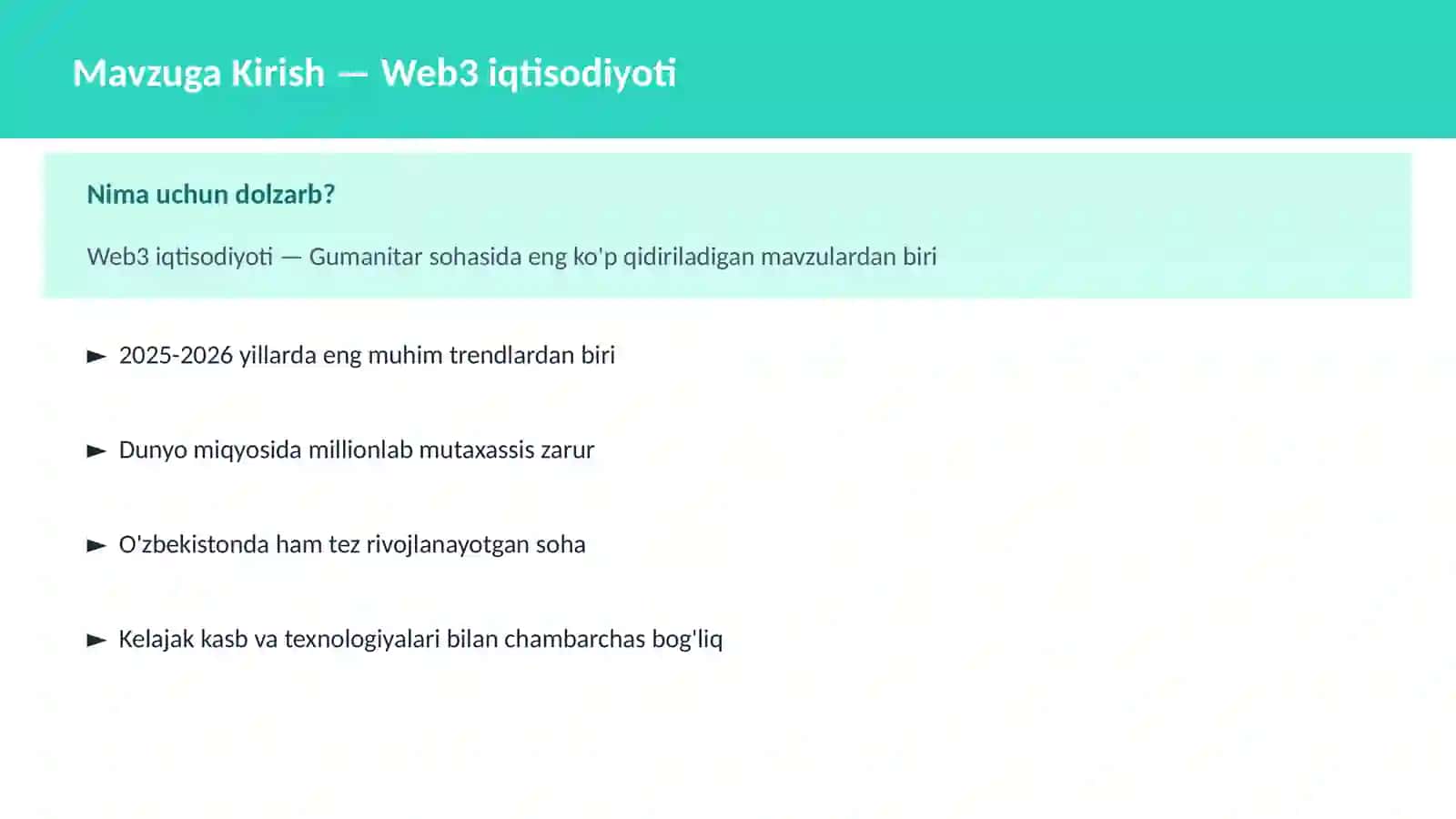 Web3 iqtisodiyoti 2