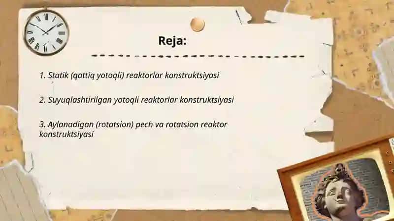 Statik (qattiq yotoqli) reaktorlar konstruktsiyasi 2