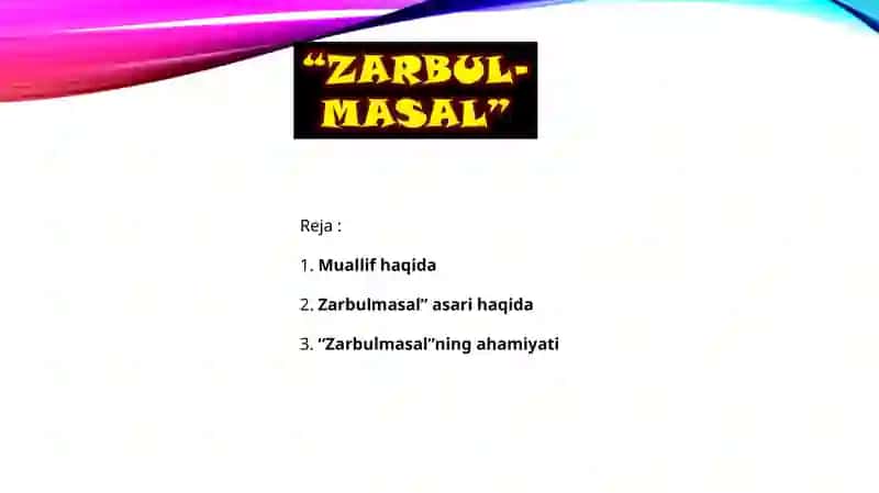 Gulxaniyning Zarbulmasalasari 2